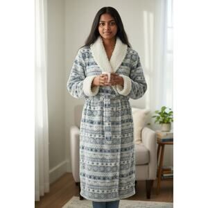Plush Long Spa Robe Womens SZ L Soft Cozy Loungewear Winter Housecoat